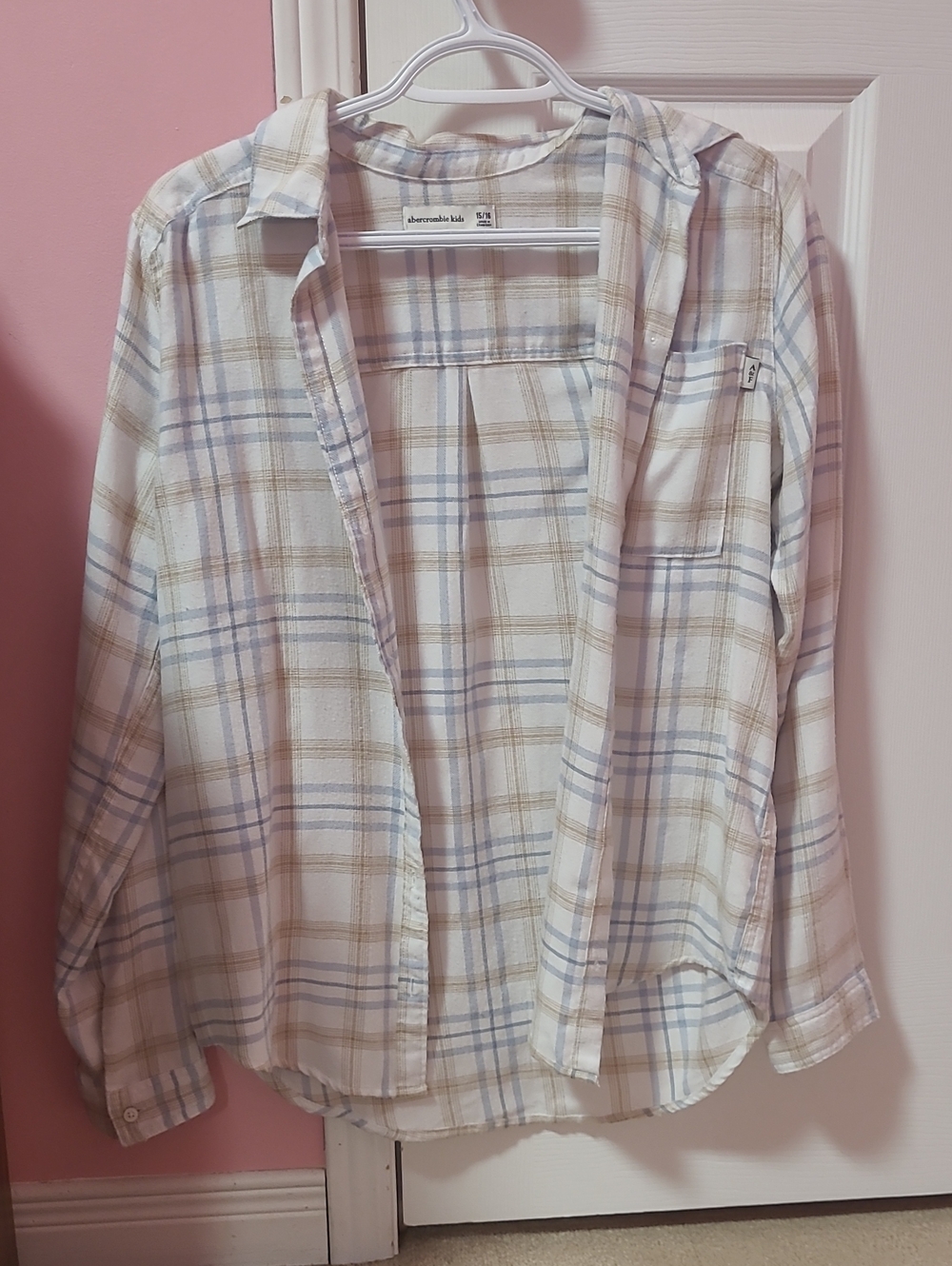 Abercrombie & Fitch Girl's Cream Plaid Button-Up Shirt
